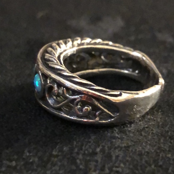 Natural Opal/925 Israel 🇮🇱 Solid Sterling Silver Slit Back Adjustable Ring - Picture 10 of 15